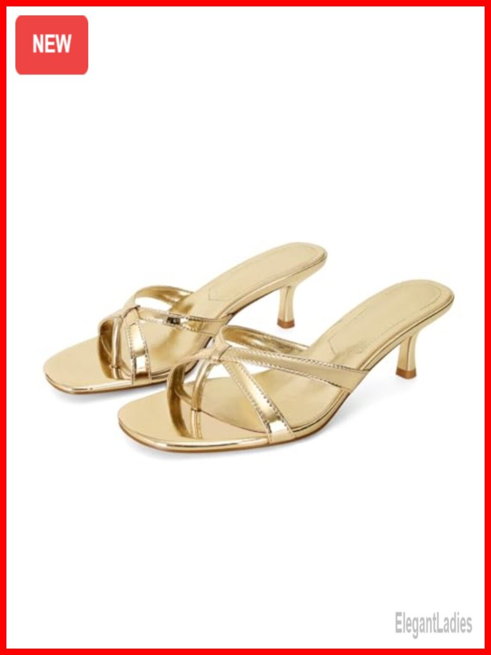 Kitten Heel Sandals for Women Flip Flop Strappy Mule Heels Vegan Leather